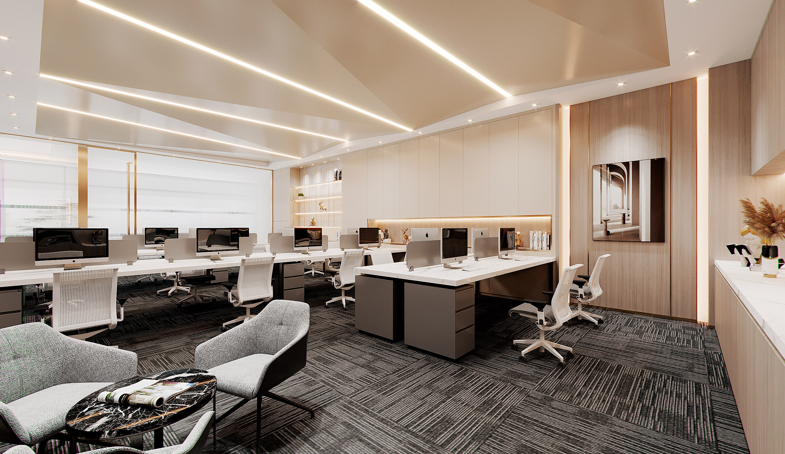 Reasonable placement of office furniture to make the office comfortable and pleasant
